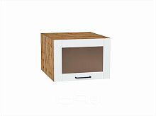 Шкаф верхний горизонтальный остекленный глубокий Флэт Плюс White In 2S/Дуб Вотан 358*500*574