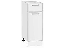 Шкаф нижний с 1-ой дверцей и ящиком Квадро Белый/Белый 816*300*481