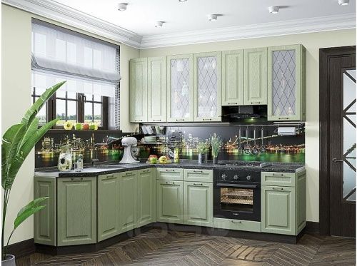 Модульный кухонный гарнитур Ницца-03 дуб оливковый 2340x1890/2400x600 фото 2