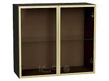Шкаф верхний с 2-мя остекленными дверцами Золотой/Graphite Полки Стекло 716*800*322