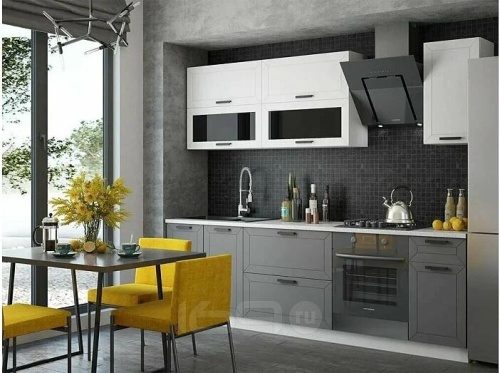 Кухонный гарнитур Монако белый снег софт, графит софт new 2140x2600x600 фото 2