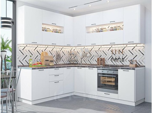 Модульный кухонный гарнитур Флэт-02 white in 2s 2340x2390/1700x600