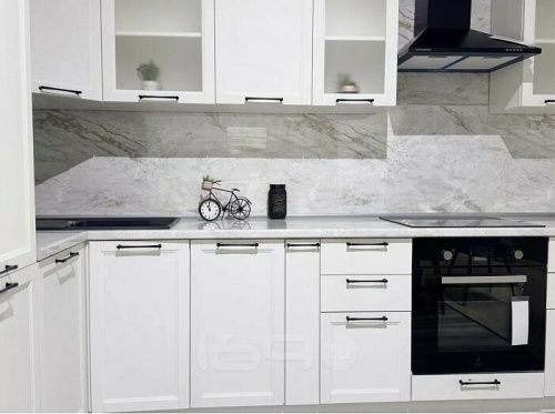 Модульный кухонный гарнитур Сканди white silkwood 2336x1738/2980x600 фото 7