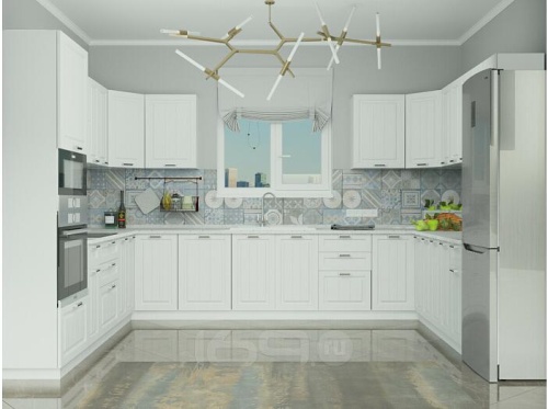 Модульный кухонный гарнитур Прага-20 белое дерево 2132x2700/3780x600