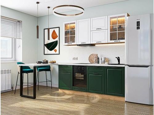Модульный кухонный гарнитур Дублин-03 special green, special white 2140x1950x600