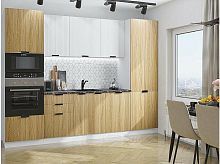 Модульный кухонный гарнитур Евро белый, дуб песочный 2140x2800x600