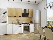 Модульный кухонный гарнитур Евро дуб песочный, белый 2140x1400x600