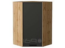 Шкаф верхний угловой Фрейм Stormy Silk Дуб Вотан 920*600*600