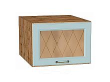 Шкаф верхний горизонтальный остекленный глубокий Ницца Голубой/Дуб Вотан 358*500*574