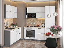 Модульный кухонный гарнитур Глетчер-03 айленд силк 2140x1200/2000x600