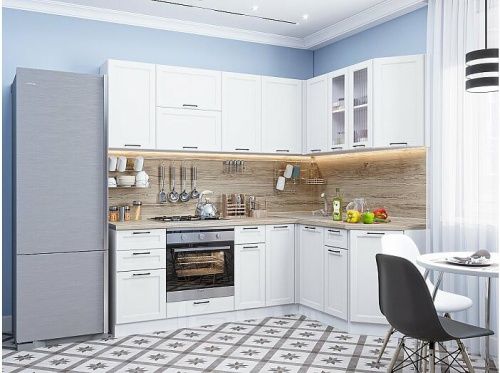 Модульный кухонный гарнитур Барселона-02 белый 2140x2200/1590x600