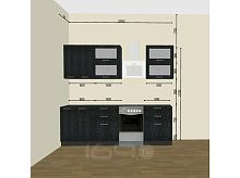 Модульный кухонный гарнитур Валерия-М черный металлик дождь 2130x1800x600