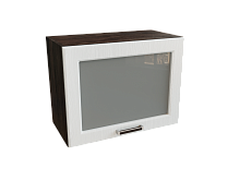 Шкаф ВГ609 верхний горизонтальный со стеклом Прага БЕЛ/БЕЛ/ДЕР Ф86Н