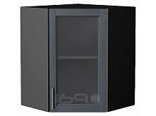 Шкаф верхний угловой остекленный Сканди Graphite Softwood Graphite 716*600*600