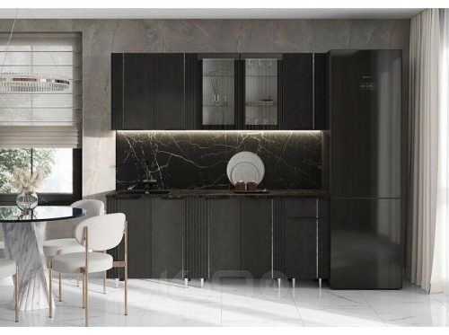 Кухонный гарнитур Виктория пластер блэк 2014x2000x600