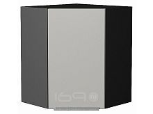 Шкаф верхний угловой Фьюжн Silky Light Grey  Graphite 716*600*600