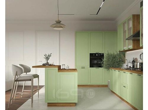 Модульный кухонный гарнитур Ницца дуб оливковый 2130x3400/1800x600 фото 2