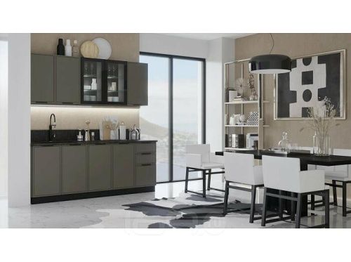 Кухонный гарнитур Николь холст вулканический 2140x2000x600