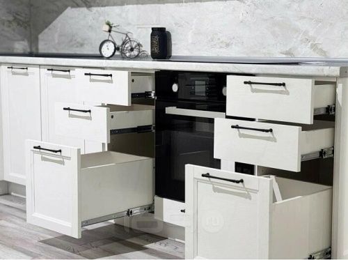 Модульный кухонный гарнитур Сканди white silkwood 2336x1738/2980x600 фото 3