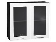 Шкаф верхний с 2-мя остекленными дверцами Валерия-М Белый металлик Graphite