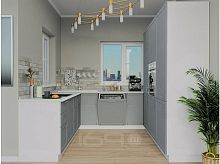 Модульный кухонный гарнитур Сканди-08 Grey Softwood/Белый | 240/258 см