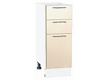 Шкаф нижний с 3-мя ящиками Валерия-М Бежевый металлик Белый 816*300*478