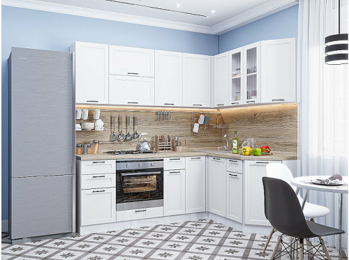 Модульный кухонный гарнитур Барселона-05 белый 2140x2200x600