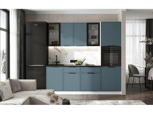 Кухонный гарнитур Николь браш блю 2140x2200x600