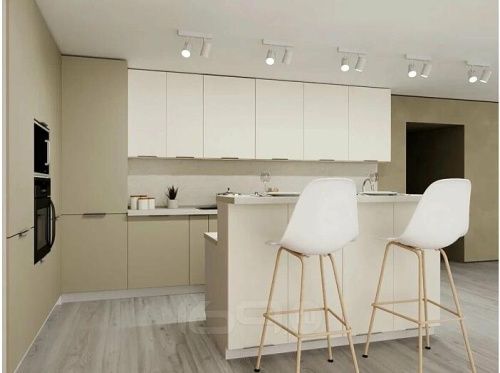 Модульный кухонный гарнитур Фьюжн silky grey, silky white 2330x4400/2400x600 фото 3