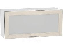 Шкаф верхний горизонтальный остекленный Сканди ВГ 800 Cappuccino Softwood-Белый