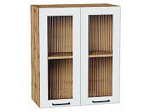 Шкаф верхний с 2-мя остекленными дверцами Барселона Белый Дуб Вотан 716*600*324