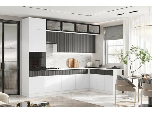 Кухонный гарнитур Оливия белый снег софт, графит софт new 2500x3000x600