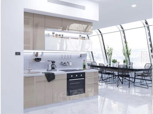 Модульный кухонный гарнитур Фьюжн-01 Бежевый/Белый | 230 см