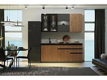 Кухонный гарнитур Техно-6 графит, экзотическое дерево амазония 2340x2000x600