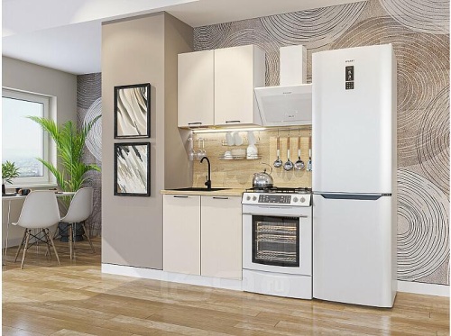 Модульный кухонный гарнитур Флэт-03 cashmere in 2s 2140x800x478