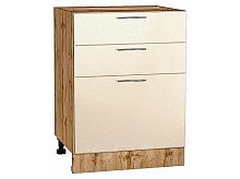 Шкаф нижний с 3-мя ящиками Валерия-М Бежевый металлик Дуб Вотан 816*600*478