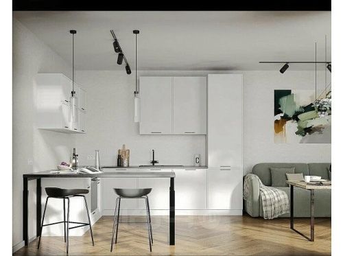 Модульный кухонный гарнитур Фрейм white silk 2336x2500/2900x580 фото 2