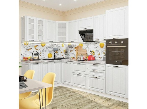 Модульный кухонный гарнитур Прага-03 белое дерево 2140x1600/2800x600