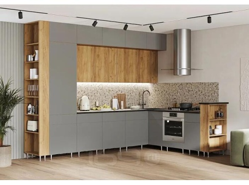 Кухонный гарнитур Техно-5 браш, дуб крафт 2500x3200/2240x600