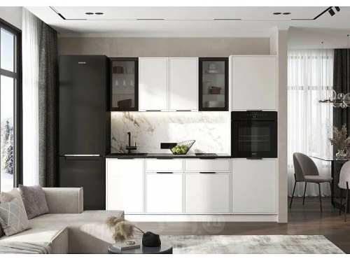 Кухонный гарнитур Николь холст белый 2140x2200x600