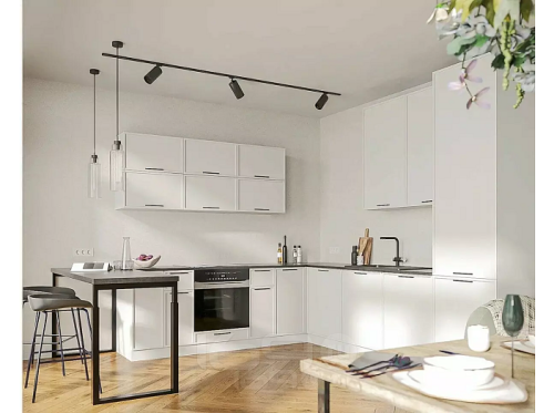 Модульный кухонный гарнитур Фрейм white silk 2336x2500/2900x580