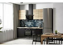 Модульный кухонный гарнитур Логика-03 графит глянец, дуб галифакс 2040x2000x600