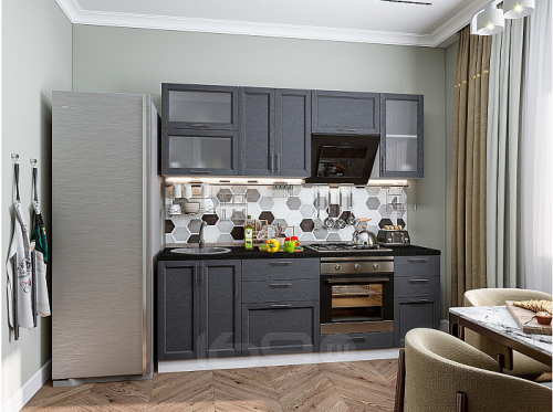 Модульный кухонный гарнитур Сканди-02 graphite softwood 2140x2200x600