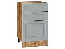 Шкаф нижний с 3-мя ящиками Ницца Графит/Дуб Вотан 816*500*478