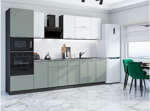 Модульный кухонный гарнитур Квадро-01 аквамарин, белый 2140x3000x600