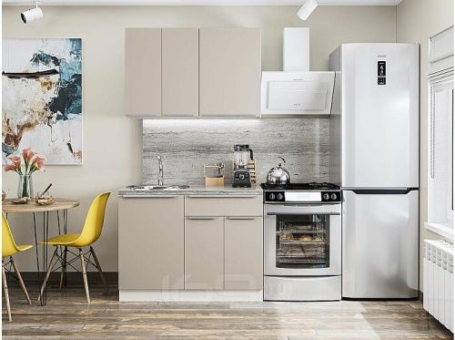 Модульный кухонный гарнитур Фьюжн-05 cream silk 2140x1100x600