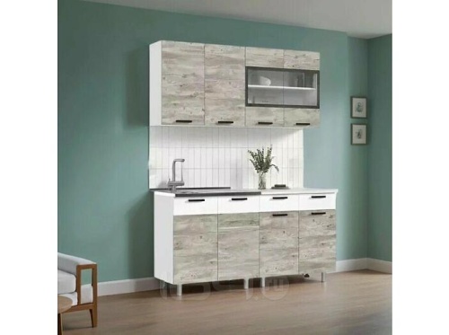 Кухонный гарнитур Рио белый, юкон 2140x1600x600