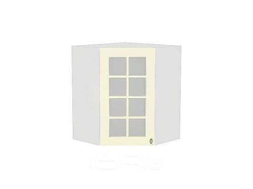 Шкаф верхний угловой остекленный Прованс ВУ 599 Ваниль-Белый