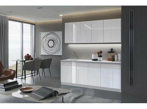 Кухонный гарнитур Оливия белый глянец 2000x2000x600