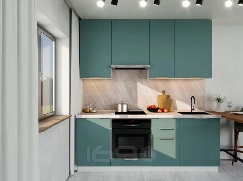 Модульный кухонный гарнитур Флэт grey-green in 2s 2240x2100x600 фото 2